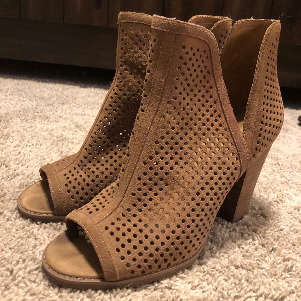Lucky Brand peep toe heeled booties